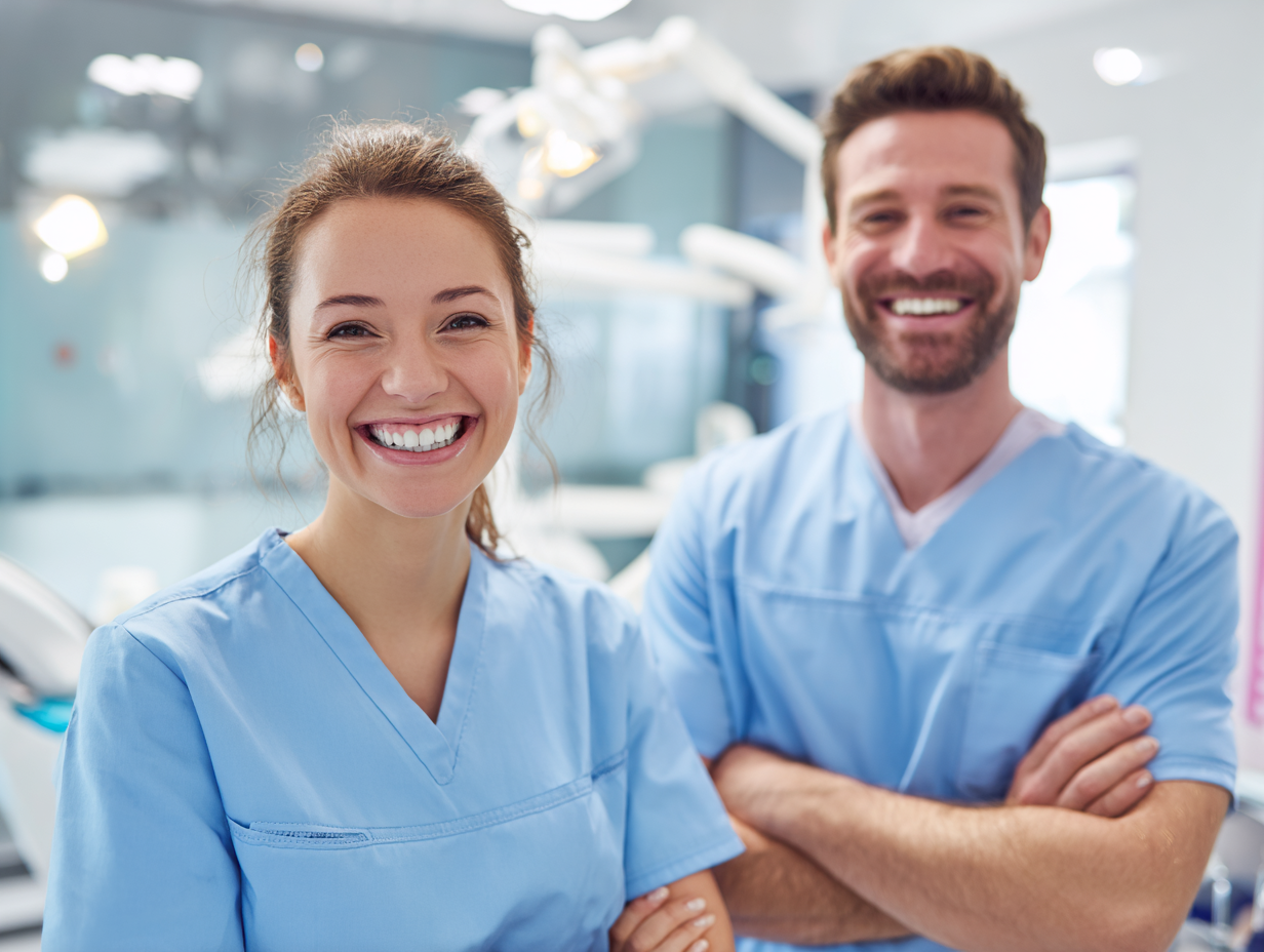 u3988972358_female_and_male_dental_assistants_laughing_while__319a2e30-5421-4f1b-b199-8bf918e35278_2 u3988972358_female_and_male_dental_assistants_laughing_while__319a2e30-5421-4f1b-b199-8bf918e35278_2