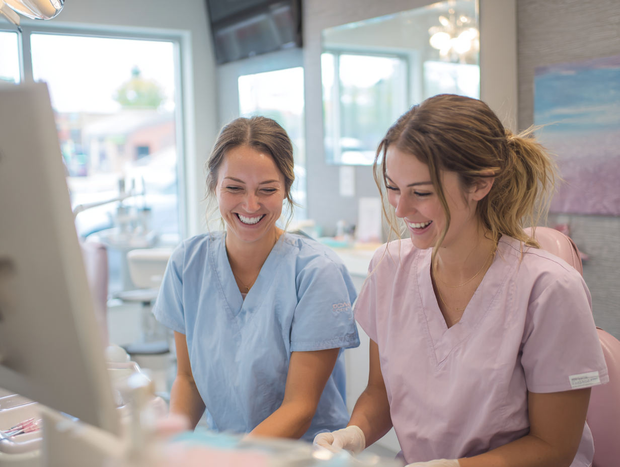 u3988972358_two_female_dental_assistants_laughing_while_prepa_e18bd2dc-3876-46ee-8255-36a549c7b7c6_1 u3988972358_two_female_dental_assistants_laughing_while_prepa_e18bd2dc-3876-46ee-8255-36a549c7b7c6_1